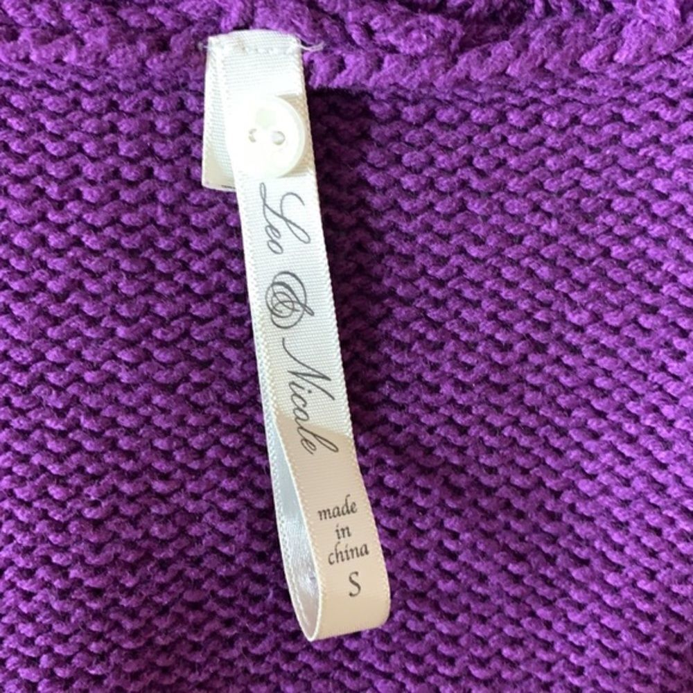 Leo & Nicole Purple Open Front Knit Cardigan Size Small - Picture 3 of 8